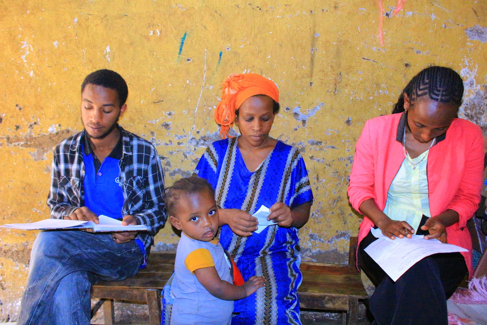 Social worker with family